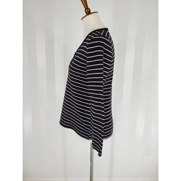 CROFT & BARROW Women's Black & White Striped Pajama Top Sz S - Picture 3 of 7